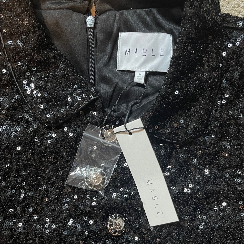 MABLE Black Sequin Mini Dress - Picture 2 of 2